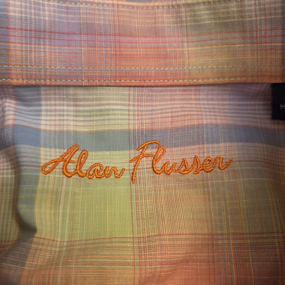 Alan‎ Flusser Large Pink Plaid Long Sleeve Button Up Shirt  Preppy Dress Work - Picture 14 of 16